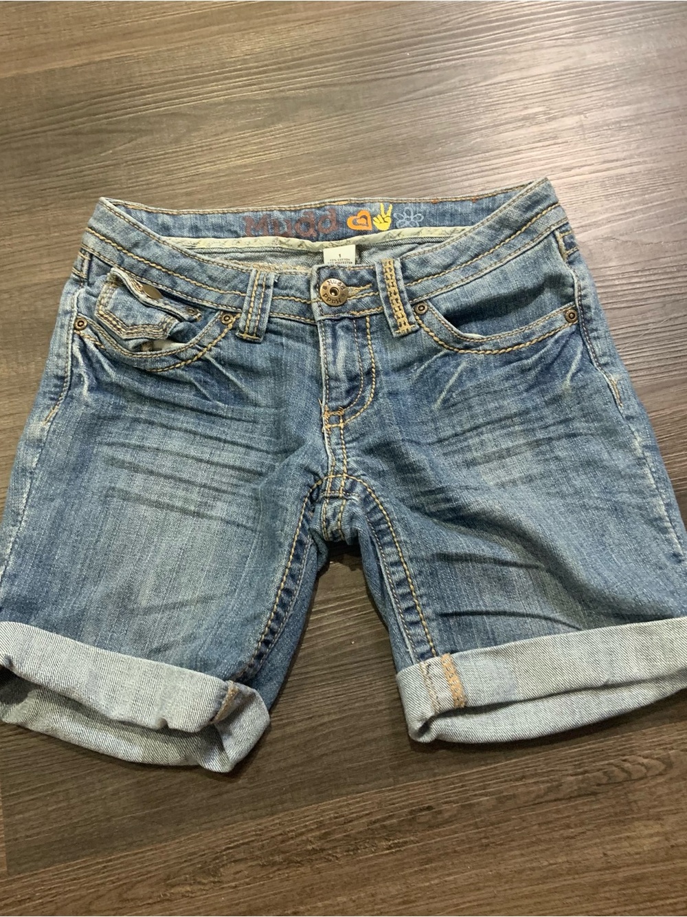 Mudd Light Blue Rolled Cuff Denim Shorts